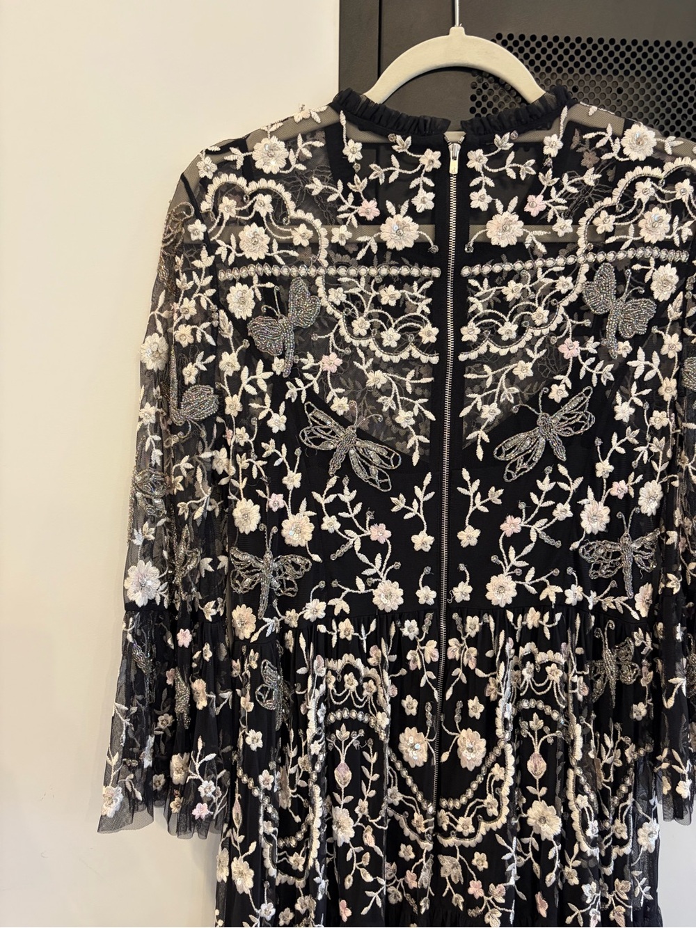 Needle & Thread Black Dress with Ivory Embroidery - Picture 5 of 9
